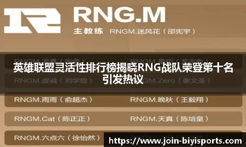 英雄联盟灵活性排行榜揭晓RNG战队荣登第十名引发热议